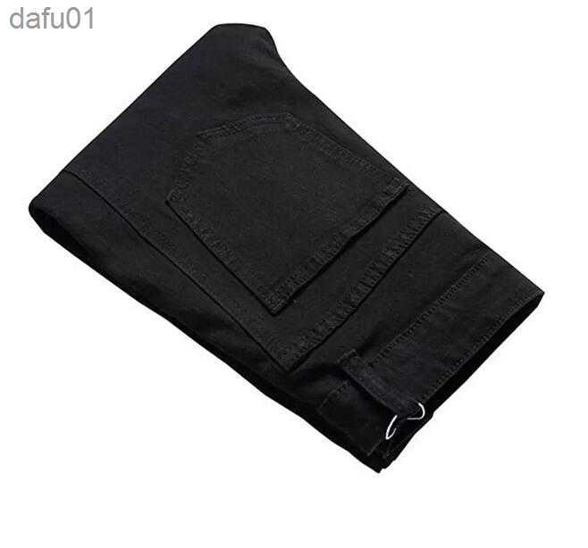 Men's Jeans LALAPANTY representative jeans clothing slp blue/black ripped men's slim fit denim straight biker skinny men ripped pants L23052