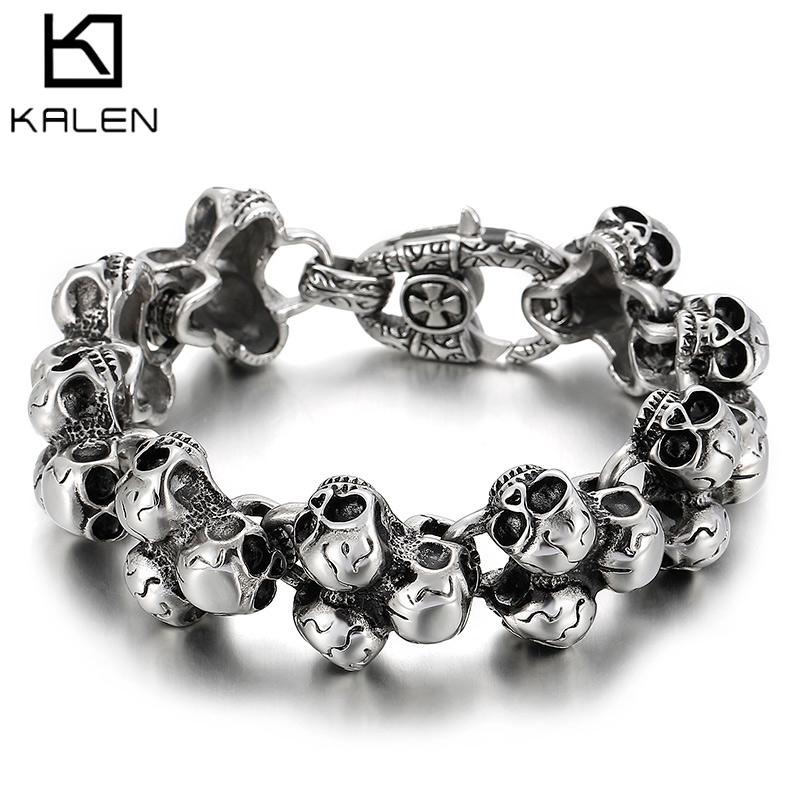 Bangle Kalen 24mm Gothic Style Stacked Skull Accessory Chain Men's Bracelet Party Jewelry
Bangle Kalen 24mm Gothic Style Stacked Skull Accessory Chain Men's Bracelet Party Jewelry