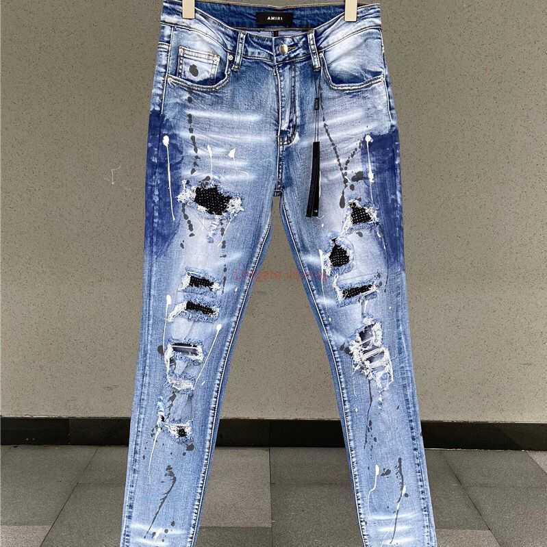 Designer Clothing Amires Jeans Denim Pants Amies Tide Brand High Street Blue Diamond Pierced Jeans Mens Ins Super Fire Style Elastic Slim Pants Distressed Ripped Ski
Designer Clothing Amires Jeans Denim Pants Amies Tide Brand High Street Blue Diamond Pierced Jeans Mens Ins Super Fire Style Elastic Slim Pants Distressed Ripped Ski
