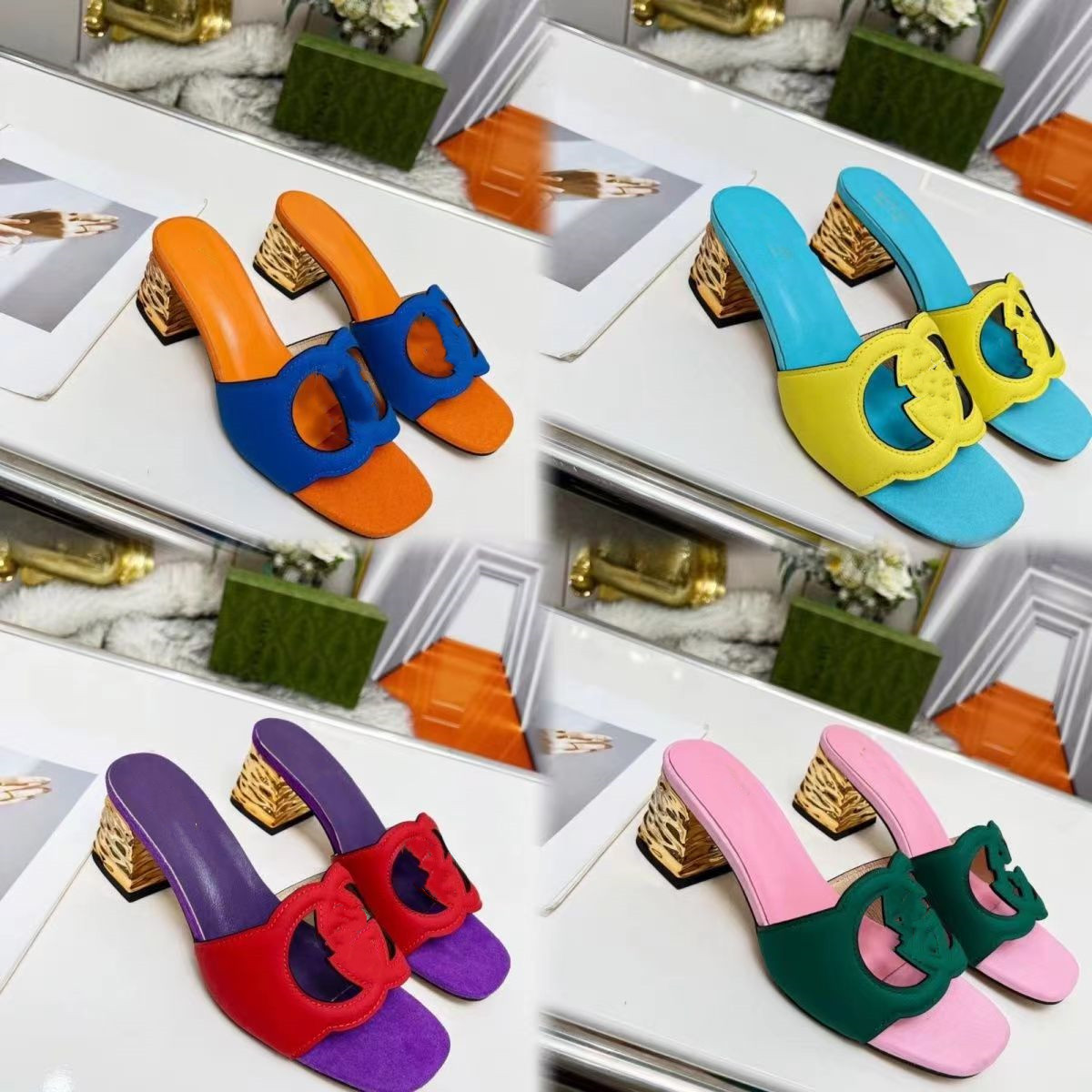 Summer 23S/S Brand Women Interlocking Sandals Shoes Cut-out Golden Mid Heel Beach Slide Suede & Leather Slip On Slippers Ladies Casual Walking EU35-43
Summer 23S/S Brand Women Interlocking Sandals Shoes Cut-out Golden Mid Heel Beach Slide Suede & Leather Slip On Slippers Ladies Casual Walking EU35-43