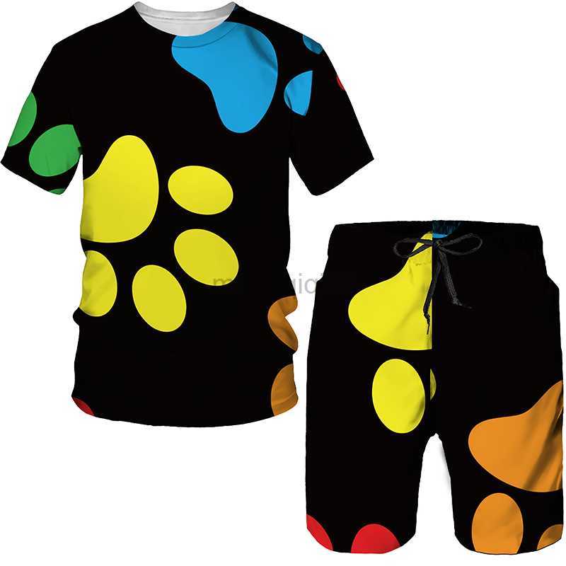 Women's Tracksuits Summer Fashion Print Two Piece Set Women Casual Round Neck Short Sleeve T-shirt/Shorts/Unisex Clothing Two Piece Women's 