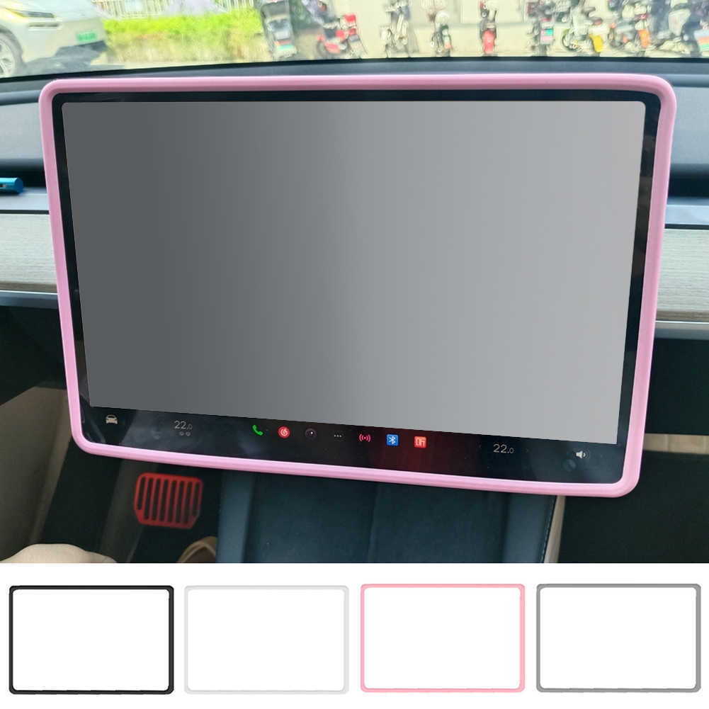 New for Tesla Model 3 / y Accessories Navigation Cover Sleeve Screen Protector Frame Waterproof Silicone Auto Interior Accessories