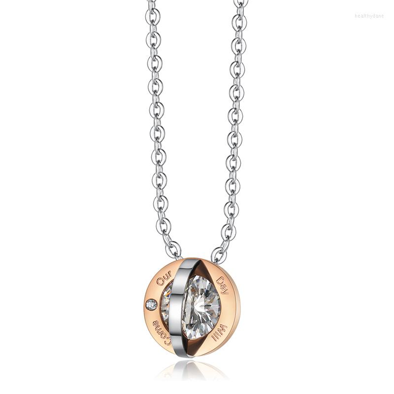 Pendant Necklaces Classic Round Zircon Couple Necklace Fashion Stainless Steel Accessories For Men Women Romantic Valentine's Day Gift
Pendant Necklaces Classic Round Zircon Couple Necklace Fashion Stainless Steel Accessories For Men Women Romantic Valentine's Day Gift