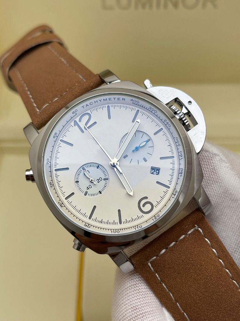 paner 2023 Luxury Chronograph Clock Designer watches quartz watch men's stainless steel case watch black Leather band, 01
paner 2023 Luxury Chronograph Clock Designer watches quartz watch men's stainless steel case watch black Leather band, 01