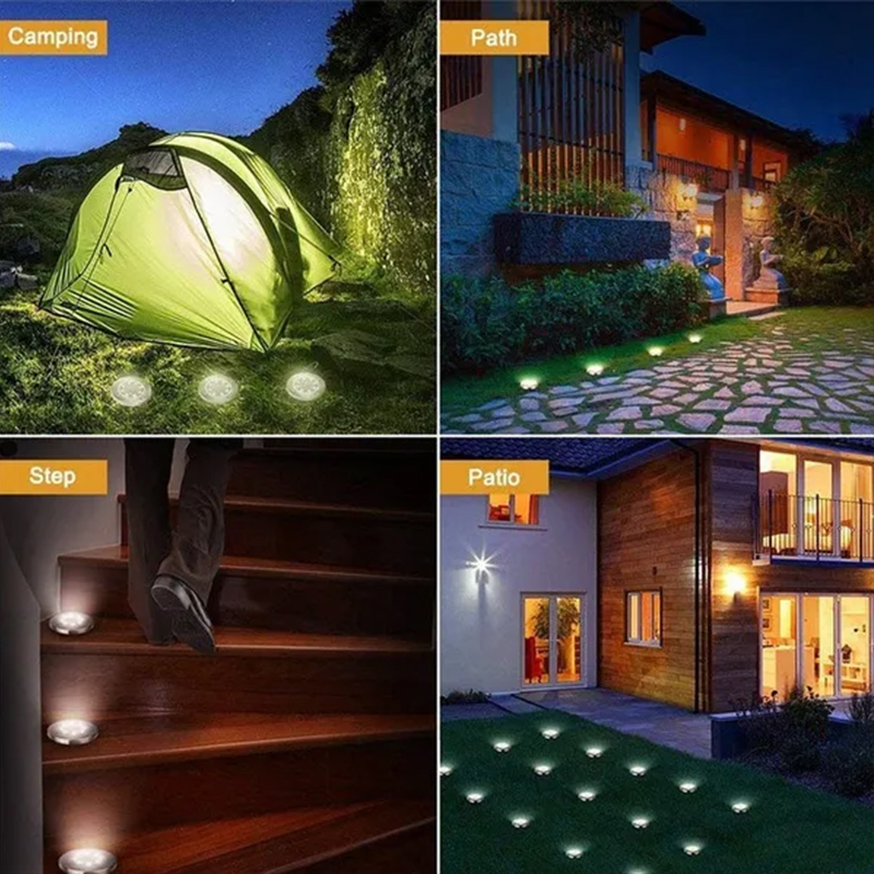 8/20LED Solar Power Disk Light Outdoor Garden Solar Underground Light Deck Light Spotlight Buried Led Lamp Garden Decoration