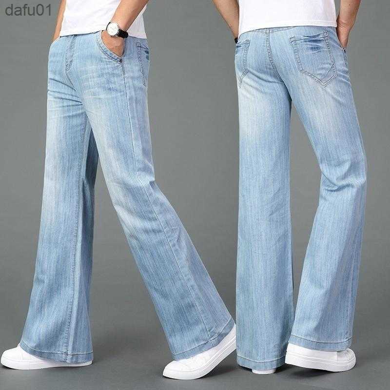 Men's Jeans Men's Jeans 60s 70s Vintage Bell Bottom Flared Denim Pants Retro Wide Leg Trousers Slim Fit For Men L230520