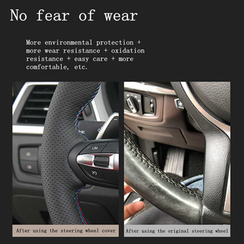 Steering Wheel Covers Customize DIY Micro Fiber Leather Car Steering Wheel Cover For BMW 523 530 523li 525 520li 535 545i E60 Car Interior G230524 G23