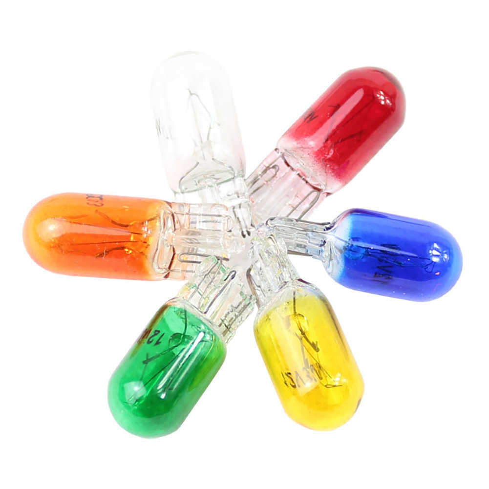 New 10pcs W2w T5 12v 1.2w Car Halogen Lamp Instrument Lights Dashboard Bulb Blue/red/amber/yellow Auto Interior Light Car Styling
