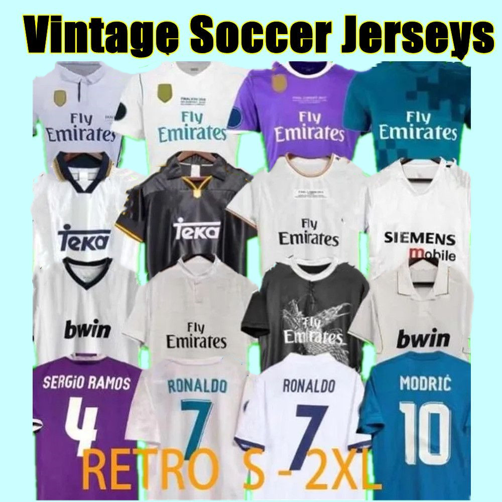Real Madrids Retro soccer jerseys BALE BENZEMA MODRIC camiseta home away RAUL R.CARLOS 01 02 03 04 05 94 96 97 98 99 00 2001 2002 1995 1996 SEEDORF classic football shirts