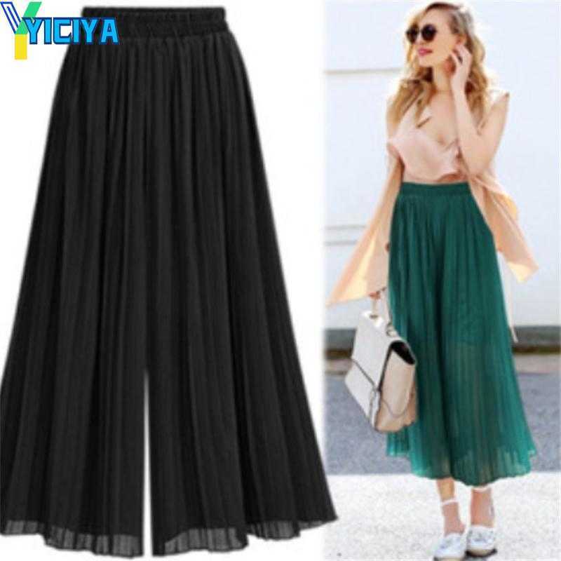 YICIYA Women's Pants Fashionable Casual Mesh Chiffon Solid Color Folded Big Swing Wide Leg, Colour 2 
YICIYA Women's Pants Fashionable Casual Mesh Chiffon Solid Color Folded Big Swing Wide Leg, Colour 2