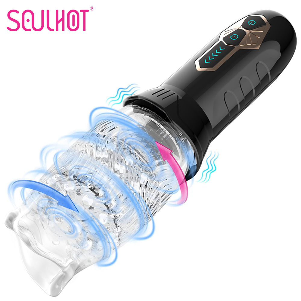 Masturbators Male Masturbation Cup Automatic Rotating Oral Sex Vibrator Penile Flash Stimulation Continuously Delayed Endurance Sports Toys 230524