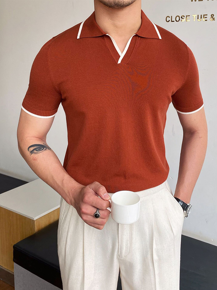 Men's Polos Summer Men Fashion Polo Shirts Short Sleeve Turn-down Collar Patchwork Casual Polos Mens Clothing Male Tops Pullover Streetwear 23052