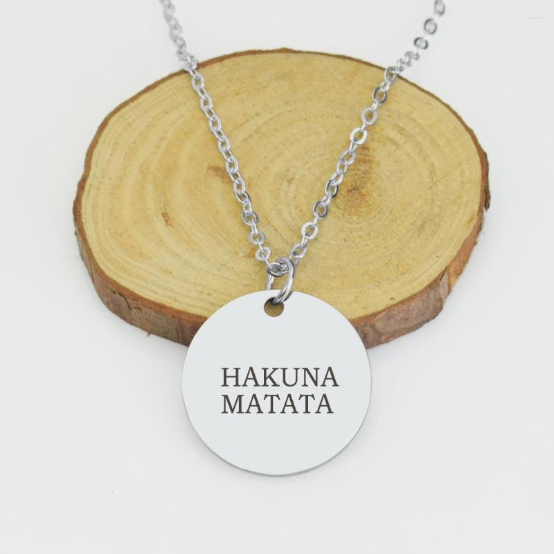 Pendant Necklaces Hakuna Matata Quote Stainless Steel Lettering Long Necklace Simple Round Jewelry Fashion Men Women Custom Gifts
Pendant Necklaces Hakuna Matata Quote Stainless Steel Lettering Long Necklace Simple Round Jewelry Fashion Men Women Custom Gifts