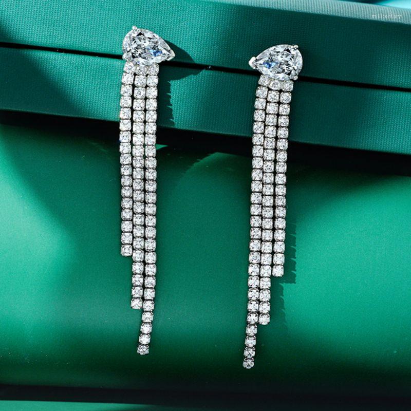 Dangle Earrings Real 925 Sterling SilverTennis Chain Tassel Cubic Zirconia Crystal Statement For Women Wedding Jewelry
Dangle Earrings Real 925 Sterling SilverTennis Chain Tassel Cubic Zirconia Crystal Statement For Women Wedding Jewelry