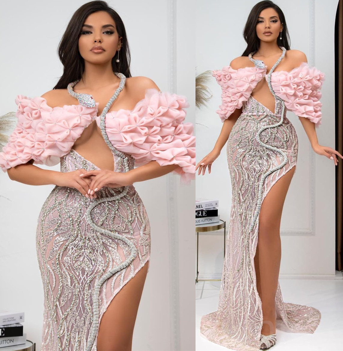 

2023 May Aso Ebi Pink Mermaid Prom Dress Beaded Crystals Sexy Evening Formal Party Second Reception Birthday Engagement Gowns Dress Robe De Soiree ZJ319, Same as image