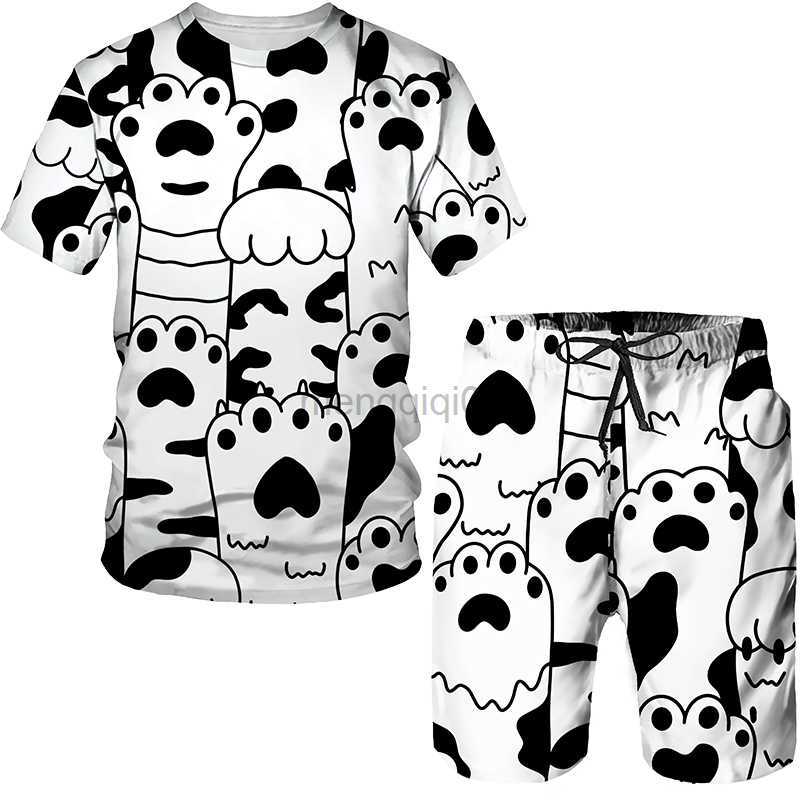 Women's Tracksuits Summer Fashion Print Two Piece Set Women Casual Round Neck Short Sleeve T-shirt/Shorts/Unisex Clothing Two Piece Women's 