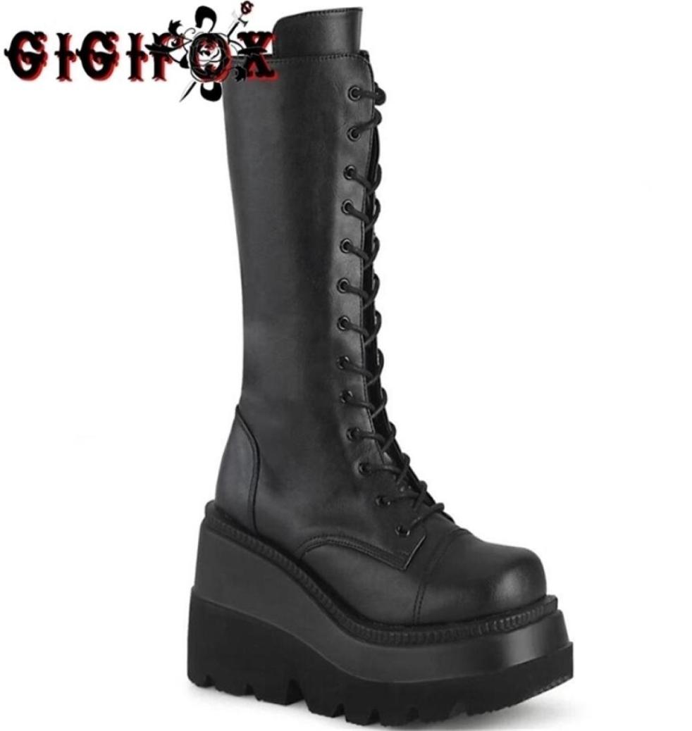 Plus Size 43 Brand Wedge High Heels Platform Trendy Cool Gothic Black Freaks Cosplay Calf Boots Shoe 2111037870114
Plus Size 43 Brand Wedge High Heels Platform Trendy Cool Gothic Black Freaks Cosplay Calf Boots Shoe 2111037870114