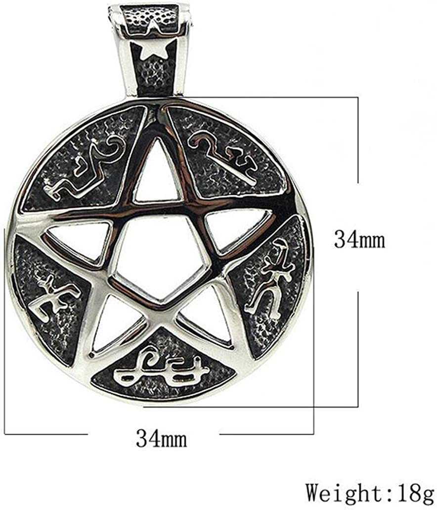 GZW Vintage Goth Pentacle Symbo Pendant Necklace For Men Antique Silver Biker Chain Hollow Pentagram Necklaces 24 Inches Chains Jewelry Wholesale Coll