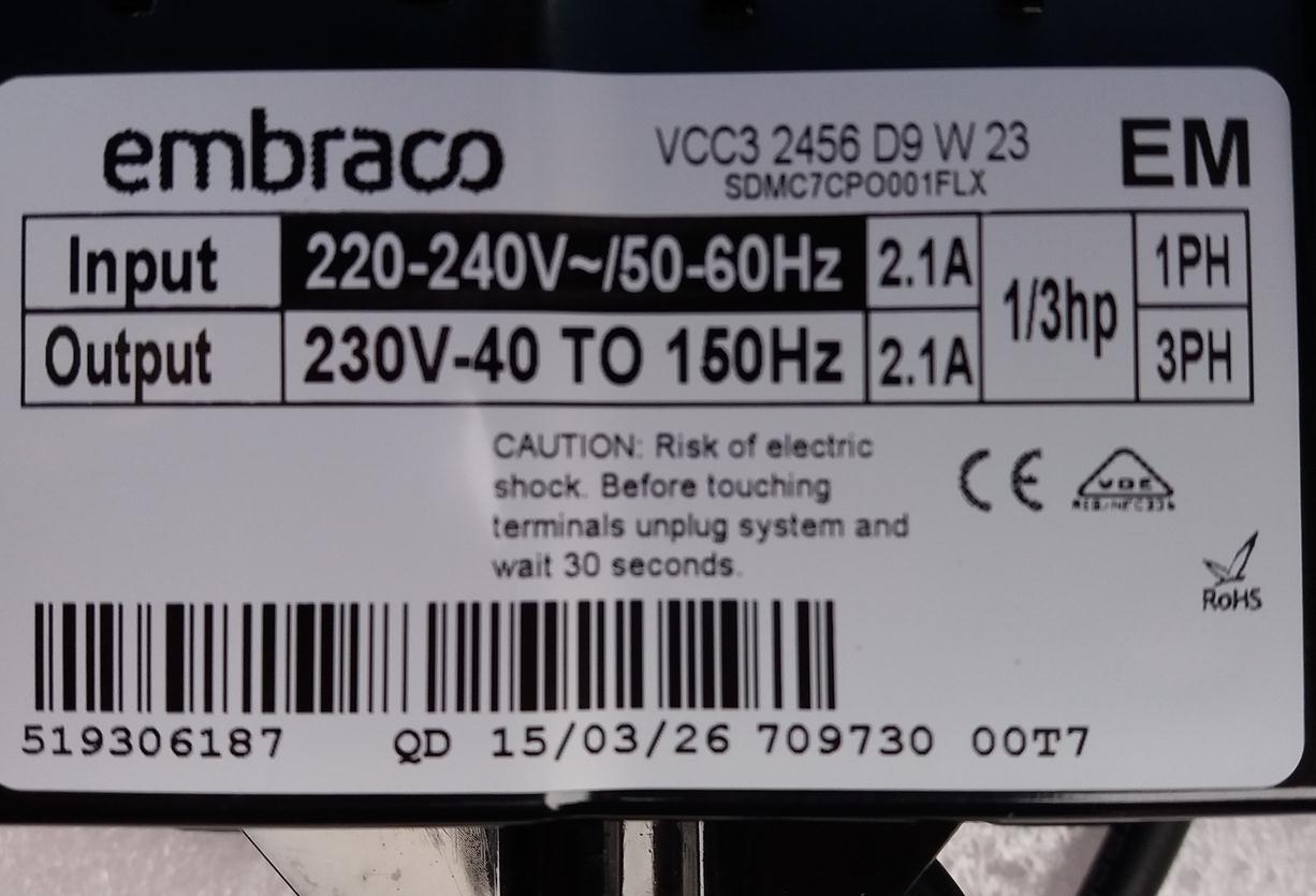 VCC3 2456 D9 W 23 conversion drive board Brand New for Embraco compressor frequency