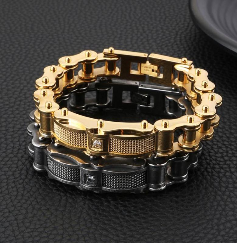 Bangle Fashion Locomotive Men Bracelet Black Gold Stainless Steel Simple Street Motorcycle Bicycle Chian Style Bracelets Jewelry 21625677
Bangle Fashion Locomotive Men Bracelet Black Gold Stainless Steel Simple Street Motorcycle Bicycle Chian Style Bracelets Jewelry 21625677