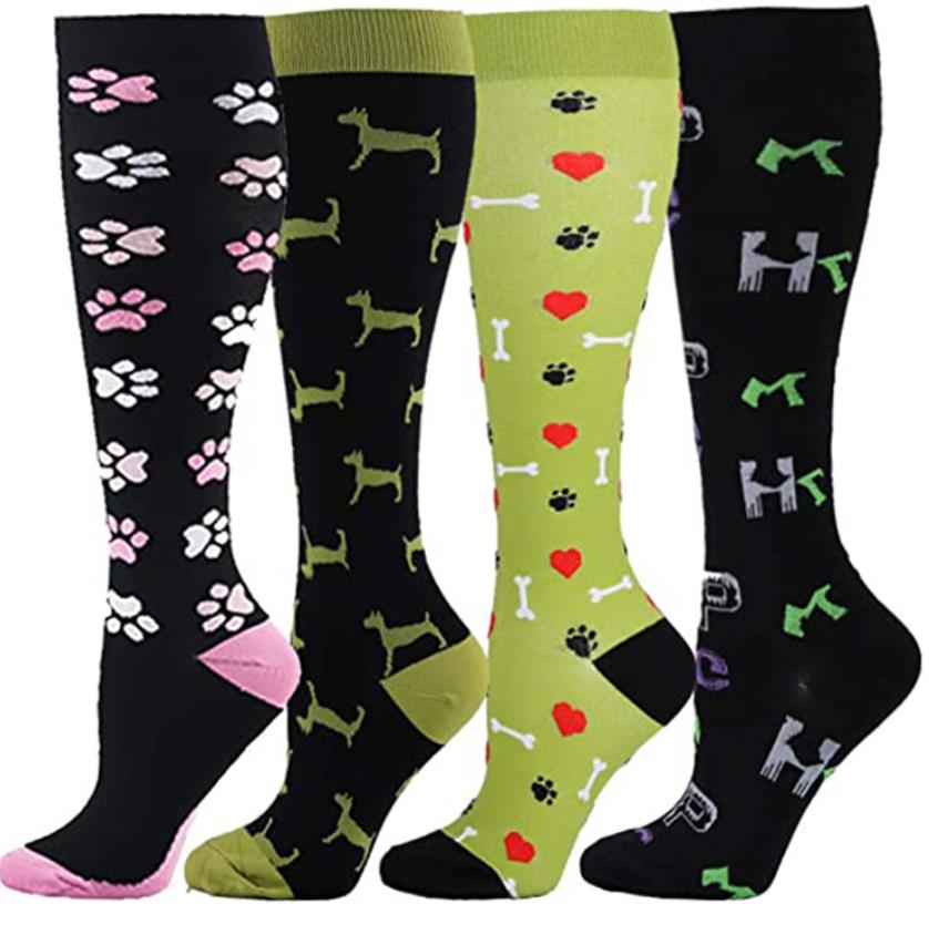 Compression Socks Fashion pattern Women Men Knee High Socks Support Circulation Nurse Pregnancy Sports Travel Stockings