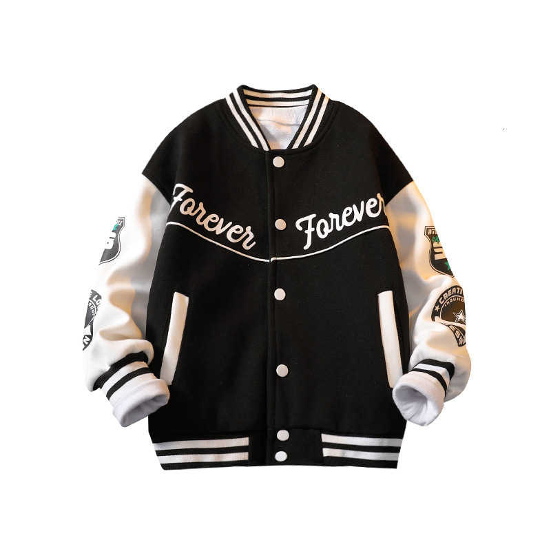 Jackets Spring Autumn Casual Boys Contrast Alphabet Varsity School Kids Outfit Tops Child Single breasted Sport Coats 3 14 Years 230524, Black
Jackets Spring Autumn Casual Boys Contrast Alphabet Varsity School Kids Outfit Tops Child Single breasted Sport Coats 3 14 Years 230524, Black