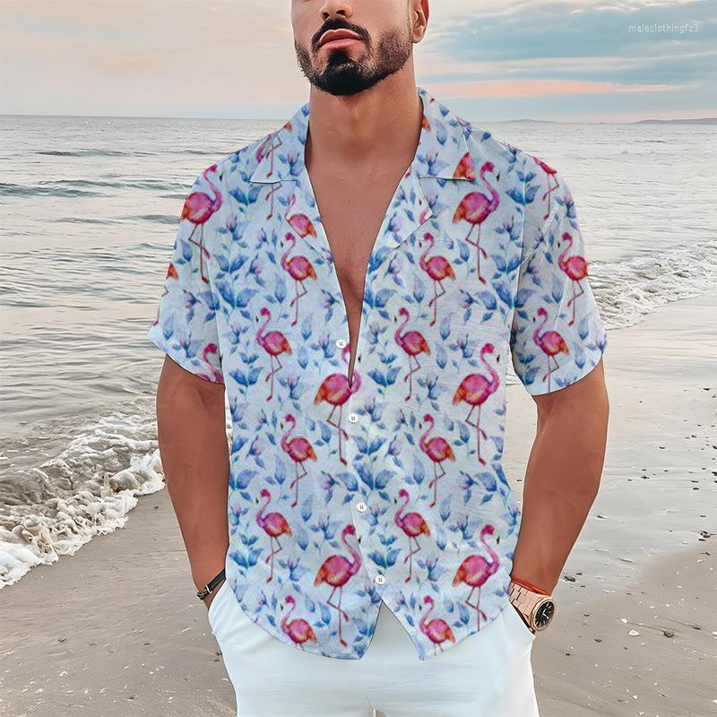 Men' Casual Shirts 2023 European And American Flamingo Series 3D Printed Summer Lapel Button-up Shirt Short Sleeve, Blue
Men' Casual Shirts 2023 European And American Flamingo Series 3D Printed Summer Lapel Button-up Shirt Short Sleeve, Blue