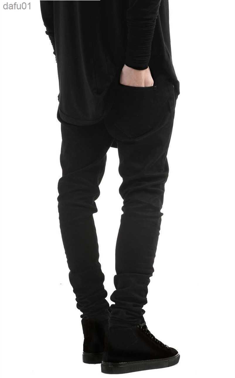 Men's Jeans GODLIKEU White Mens Jeans Ripped Distressed Black Skinny Denim Hip Hop Button Stretch Pants L230520