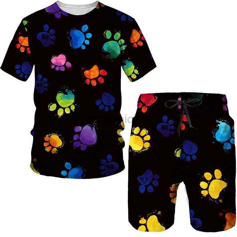 Women's Tracksuits Summer Fashion Print Two Piece Set Women Casual Round Neck Short Sleeve T-shirt/Shorts/Unisex Clothing Two Piece Women's 