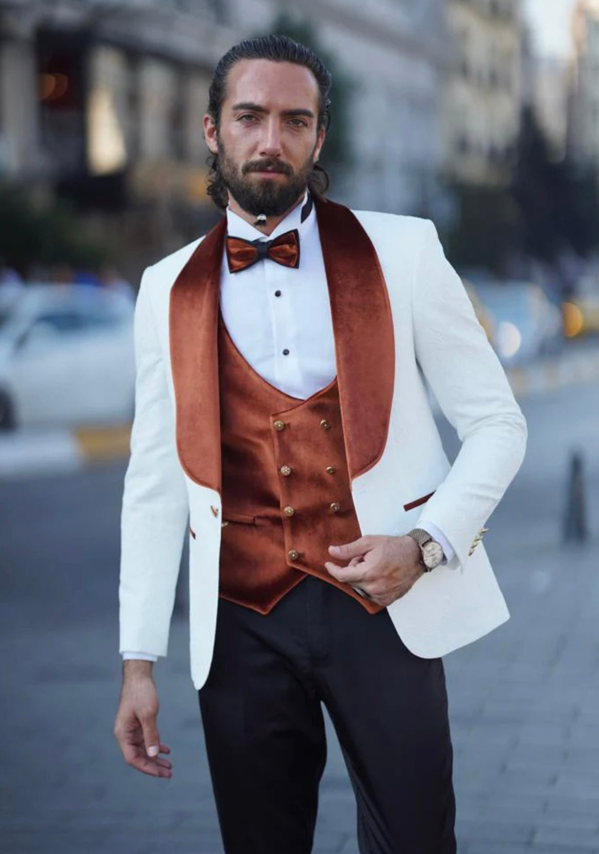 Men Autumn Wedding Party Three Pieces Jacket Trousers Set Male Blazer Coat Pants Vest Fashion Slim Fit Suit
