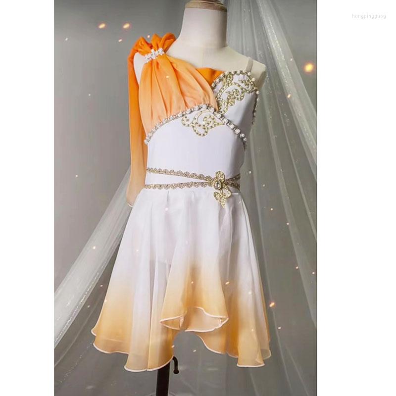 Stage Wear Woman Orange White Cupid Variation Ballet Costumes Gradual Chiffon Skirt Soft Little Dancewear Leotard Dresses
Stage Wear Woman Orange White Cupid Variation Ballet Costumes Gradual Chiffon Skirt Soft Little Dancewear Leotard Dresses