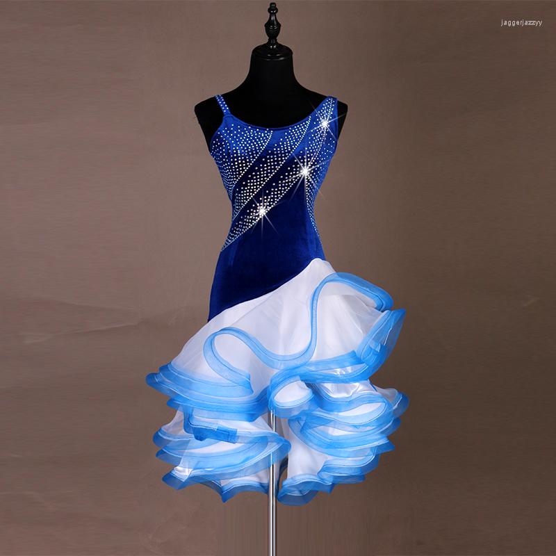 Stage Wear Shiny Black Blue Sexy Latin Dance Dress Women High-end Custom Rumba Salsa Performance Skirt Female Dresses
Stage Wear Shiny Black Blue Sexy Latin Dance Dress Women High-end Custom Rumba Salsa Performance Skirt Female Dresses