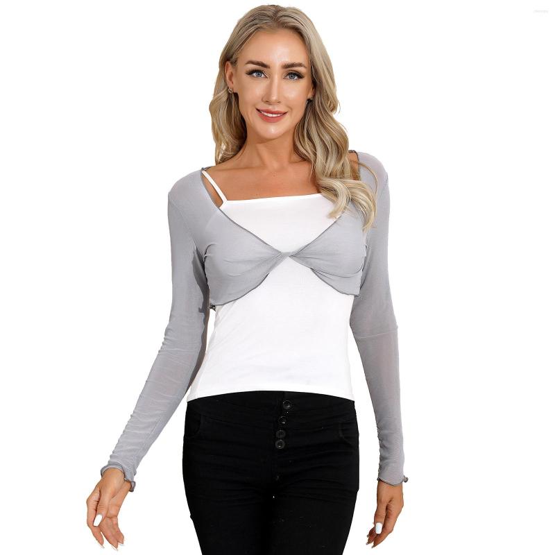 Women's T Shirts Womens See-Through Mesh Tops Twist Knot Cover Ups Long Sleeve Crop Top Solid Color Beachwear Belly Dance, White
Women's T Shirts Womens See-Through Mesh Tops Twist Knot Cover Ups Long Sleeve Crop Top Solid Color Beachwear Belly Dance, White