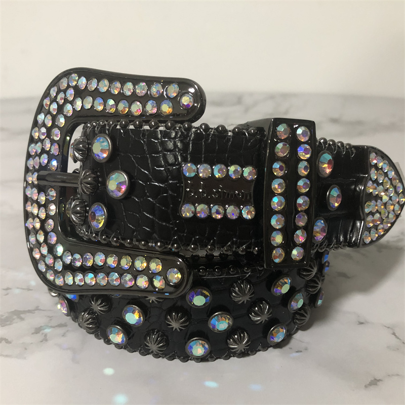 2023 Designer Bb Simon Belt Bb Belt Rhinestone Studded Western Leather Belt for Men Women Vintage Bling Waist Belts for Pants Jeans