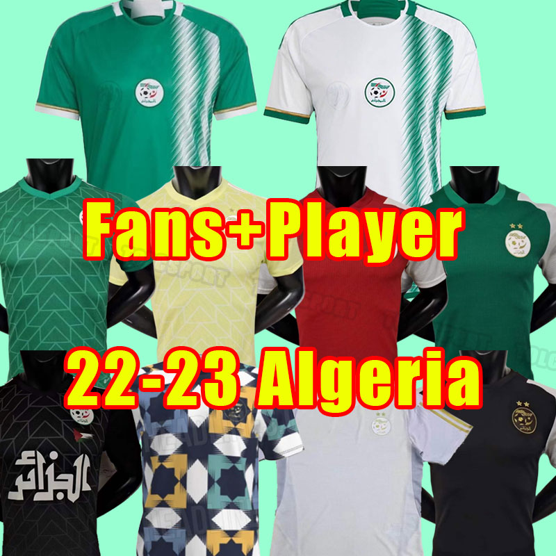 2022 2023 Soccer Jerseys Fans player version Algerie home white away green MAHREZ FEGHOULI BENNACER ATAL 22 23 Algeria football kits shirt men maillot de training
2022 2023 Soccer Jerseys Fans player version Algerie home white away green MAHREZ FEGHOULI BENNACER ATAL 22 23 Algeria football kits shirt men maillot de training