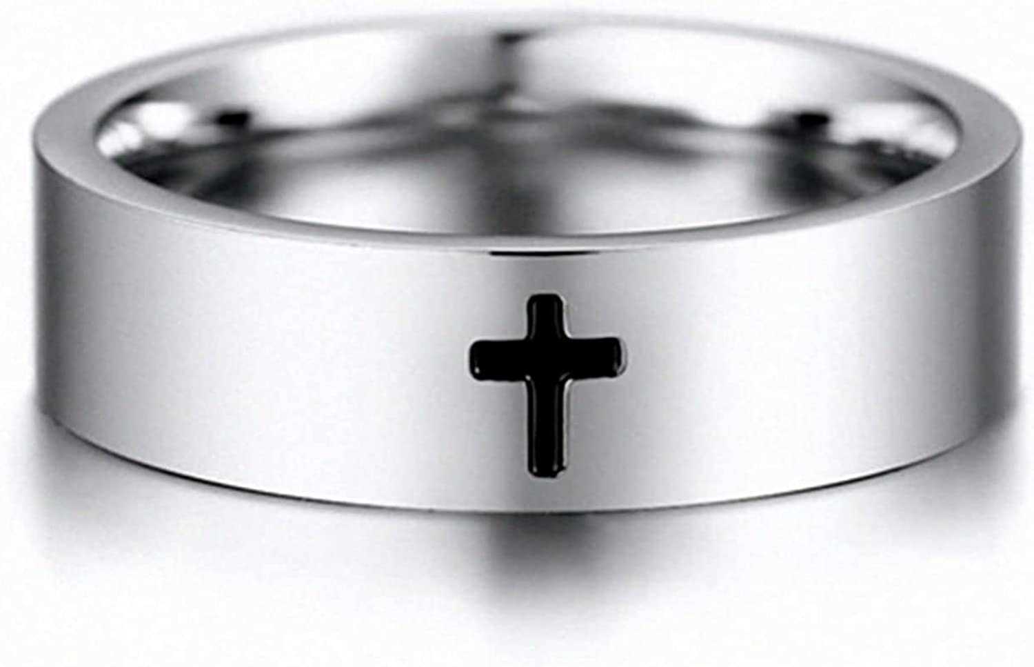 GZW Cross Rings For Men And Women18k Gold Plated Mens Titanium Stainless Steel Silver Gold Black Color Lord Prayer Jesus Christian Religious Finger Ri