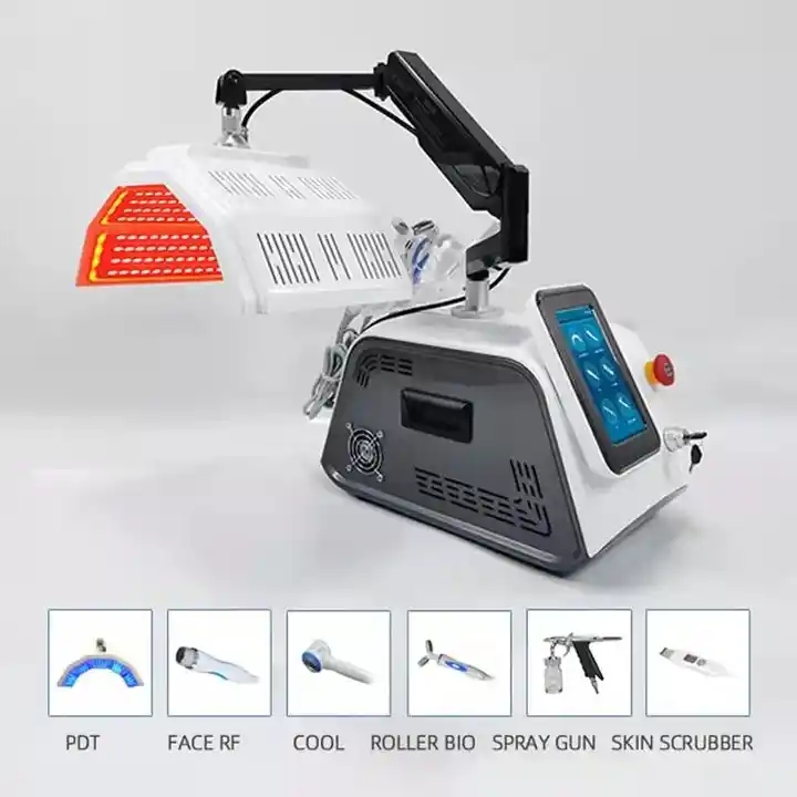 Portable 6 in 1 Multifunctional Acne Wrinkle Photodynamic LED Hair Scalp Analyzer 650nm Diode Laser Hair Growth Laser Machine
