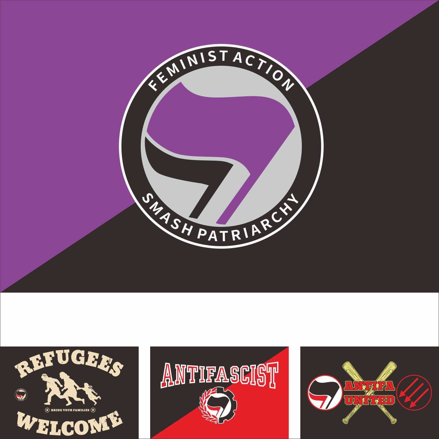 Banner Flags Banner Flags Anti-Fascist SMASH PATRIARCHY FEMINIST ACTION Flag 3X5ft 90X150cm 60x90cm 21x14cm REFUGEES WELGOME Banner w250318