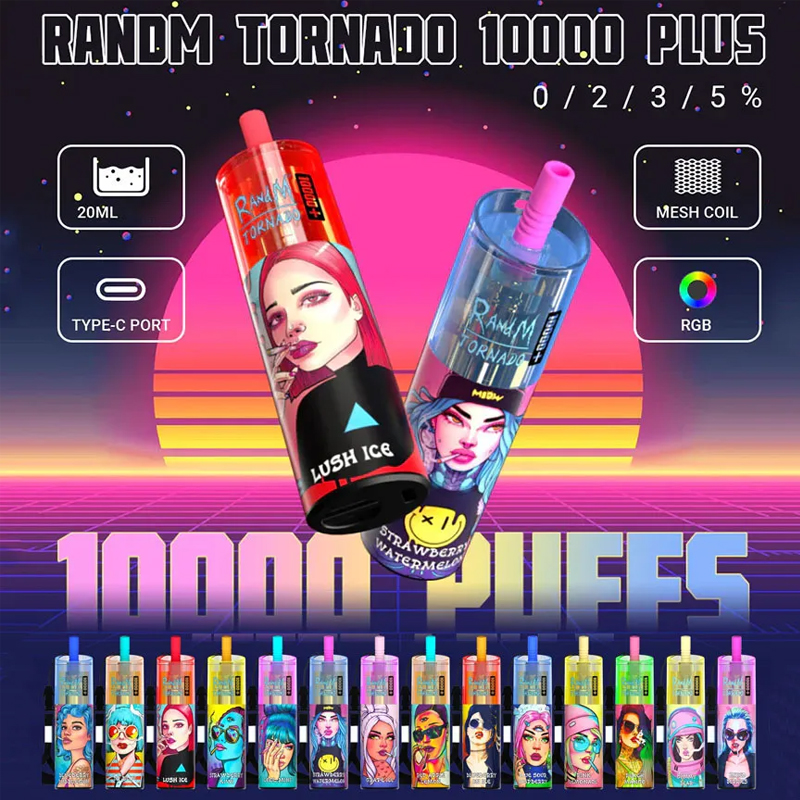 Original RandM Tornado 10000 plus Puffs Rechargeable Battery Disposable Vape E-Cigarettes 0% 2% 3% 5% 20ml Prefilled Devices With Mesh Coil 14 Flavors
Original RandM Tornado 10000 plus Puffs Rechargeable Battery Disposable Vape E-Cigarettes 0% 2% 3% 5% 20ml Prefilled Devices With Mesh Coil 14 Flavors