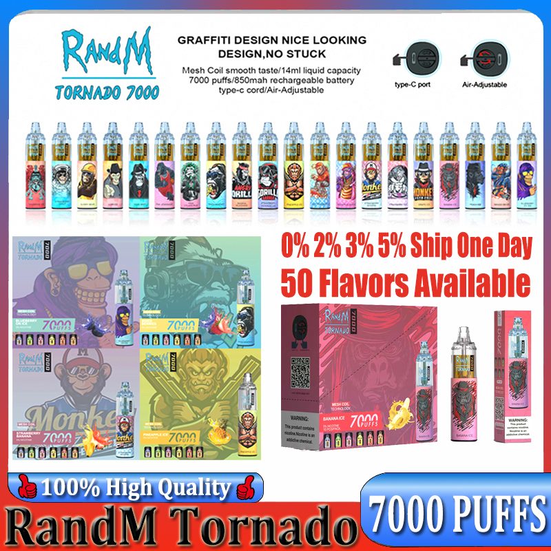 Original RandM Tornado 7000 Puffs Disposable Vape Pen Electronic Cigarettes 14ml Pod Mesh Coil 6 Glowing Colors Rechargeable Air-adjustable 2% 5% Device Vaporizer 7K
Original RandM Tornado 7000 Puffs Disposable Vape Pen Electronic Cigarettes 14ml Pod Mesh Coil 6 Glowing Colors Rechargeable Air-adjustable 2% 5% Device Vaporizer 7K