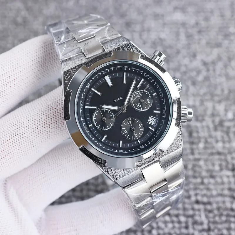 187mens watches top brand designer chronograph All Stainless Steel band man watch high quality water resistand wristwatches for men New Year Christmas gift