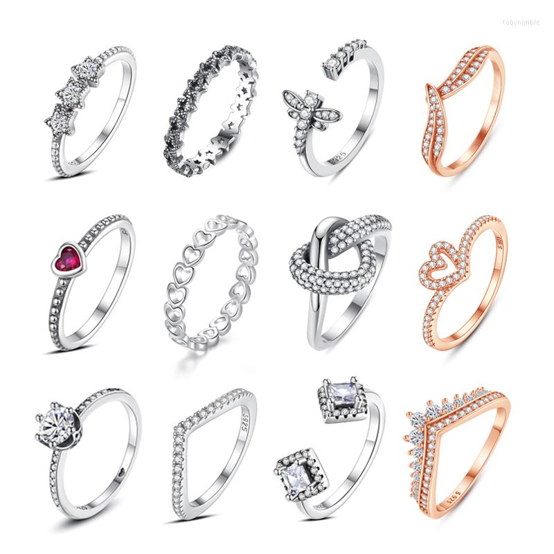 Cluster Rings Original 925 Sterling Silver Ring Love Heart Wishbone Crown Crystal Rose Gold For Women Wedding Gift Jewelry
Cluster Rings Original 925 Sterling Silver Ring Love Heart Wishbone Crown Crystal Rose Gold For Women Wedding Gift Jewelry
