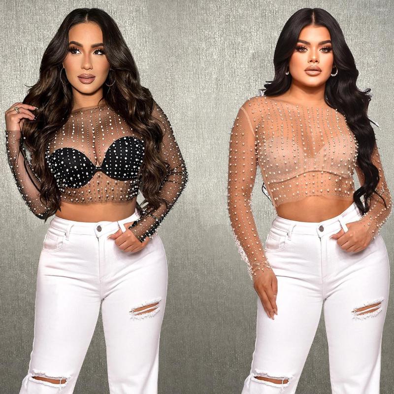 Women' T Shirts Pearl Diamond Women Sheer Mesh Top 2023 Spring Summer Ladies Long Sleeve Transparent Sexy Cover Up Clubwear Tees, Black
Women' T Shirts Pearl Diamond Women Sheer Mesh Top 2023 Spring Summer Ladies Long Sleeve Transparent Sexy Cover Up Clubwear Tees, Black
