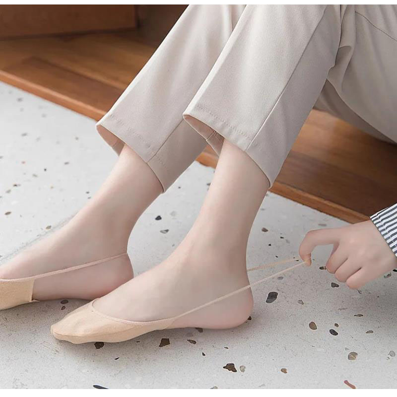 Sling, boat socks, women's high heels, socks, shallow mouth, invisible heel, half palm, summer thin front foot, half cut cotton socks