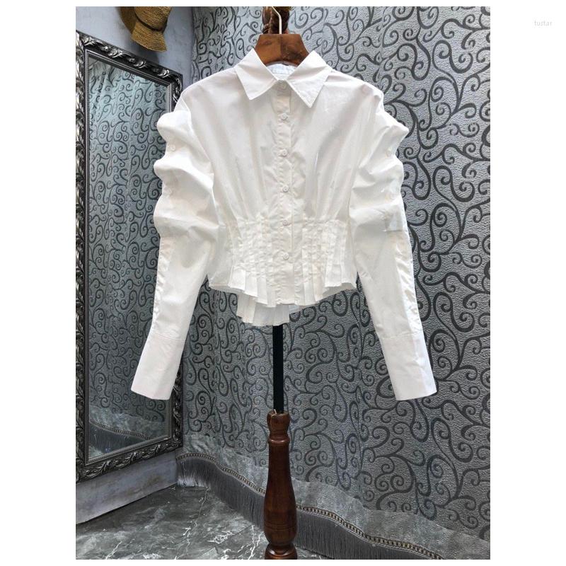 Women' T Shirts Women' White Color Turn Down Collar Drapped Long Sleeve Pleated High Waist Short Shirt SMLXL
Women' T Shirts Women' White Color Turn Down Collar Drapped Long Sleeve Pleated High Waist Short Shirt SMLXL