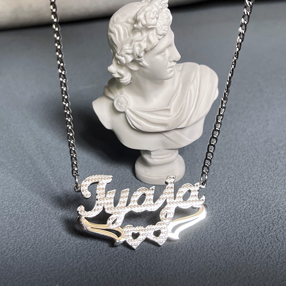 Personalized Name Necklace DIY Name Texture Heart Pendant Custom Letter Stainless Steel Customizable Jewelry Birthday Gift Dropshipping Wholesale