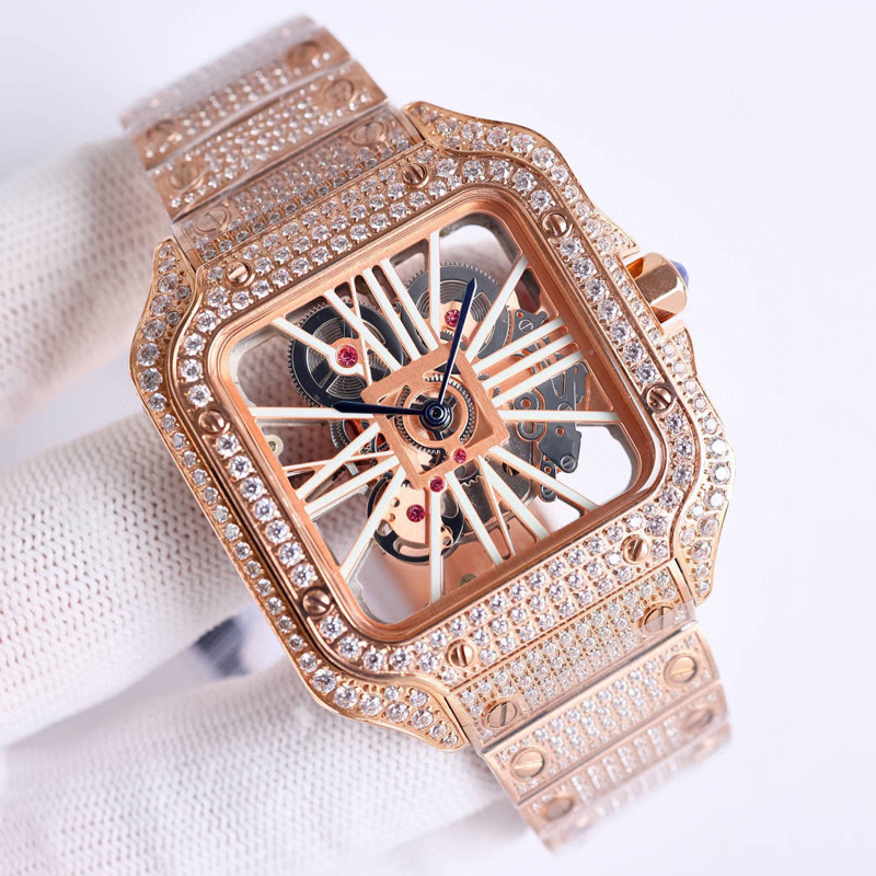 Rose Gold Skeleton watch CZ Diamonds watches luxury square case Quartz movement Top Men Luxury Full zirconia Iced Out Sapphire Watches with box, 04 watch with box
Rose Gold Skeleton watch CZ Diamonds watches luxury square case Quartz movement Top Men Luxury Full zirconia Iced Out Sapphire Watches with box, 04 watch with box