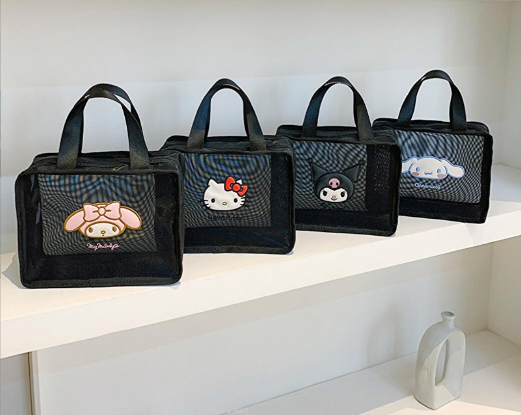 INS Cute Mesh Cosmetics bags Girl Kuromi Melody Casual Black Storage bags big Capacity Traveling handbag, Cat
INS Cute Mesh Cosmetics bags Girl Kuromi Melody Casual Black Storage bags big Capacity Traveling handbag, Cat