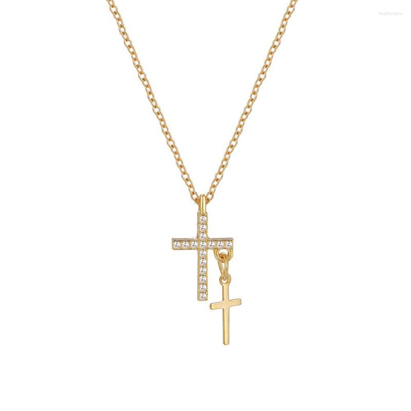 Pendant Necklaces Fashion Female Gold Color Crystal Cross Necklace Simple Geometric Jewelry For Women Party Gift
Pendant Necklaces Fashion Female Gold Color Crystal Cross Necklace Simple Geometric Jewelry For Women Party Gift