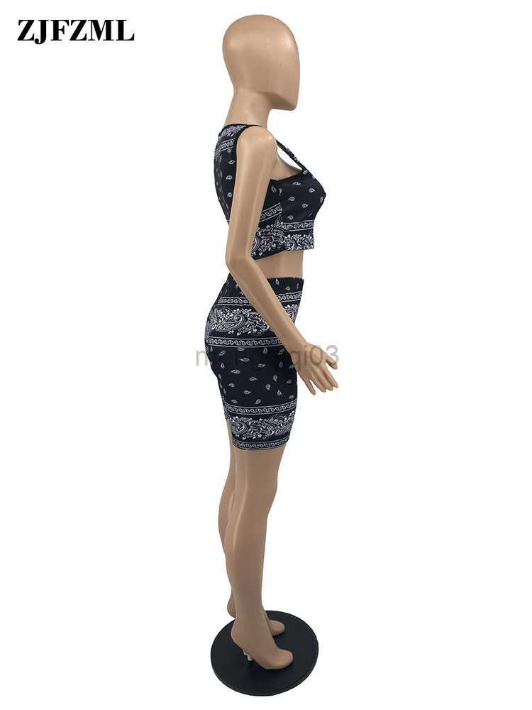 Women's Tracksuits Vintage Loungewear Co-ord Outfits for Women Paisley Bandanna Print Tank Top and Skinny Sport Short Active Wear Two Piece Suits